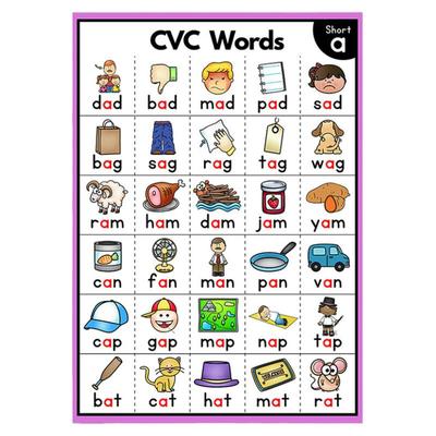 英语自然拼读cvce英文单词卡片