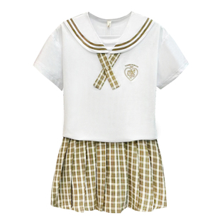 骄骄虎女童套装学院风大童女装夏装2023新款学生初中生jk裙子5211