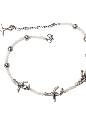 小众创意螺丝蝴蝶结项链锁骨链