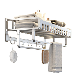 浴巾架免打孔毛巾架太空铝卫生间置物架收纳架浴室厕所卫浴挂件