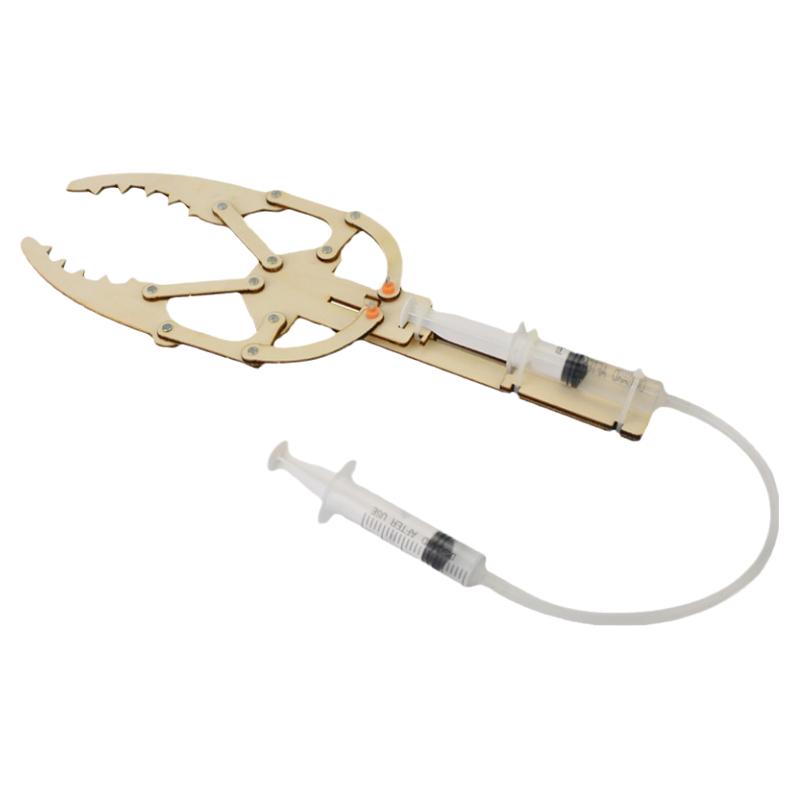 科技制作小发明液压机械手木质拼装益智玩具儿童手工作品材料包男