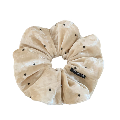 秋冬米色波点丝绒大肠发圈
