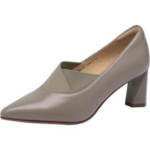 沙驰女鞋粗跟高跟单鞋2026年春夏新款牛皮时装鞋舒适通勤工作鞋