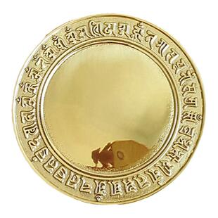 黄铜准提镜 照妖镜 平面藏文准提镜 铜器工艺品准提佛母平面镜