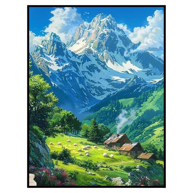 宫崎骏风景卡通治愈系装饰画挂画