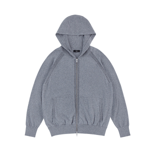 IDLT 连帽拉链开衫 可机洗UPW羊绒毛衣宽松混纺插肩通勤休闲百搭