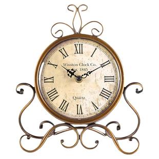 欧式铁艺创意座钟复古轻奢台式时钟客厅卧室中古摆件家用老式钟表