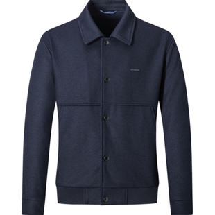 七匹狼翻领羊毛夹克外套男2025新款秋季潮流休闲宽松工装风呢男装