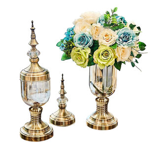 现代轻奢高级感玻璃花瓶摆件客厅插花餐桌面玄关电视柜高档装饰品