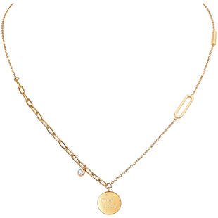 ZEGL幸运圆牌项链女轻奢小众复古2025年新款爆款潮酷锁骨链配饰品