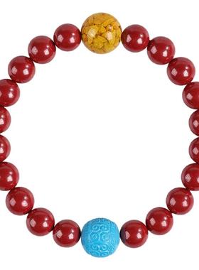 吉照堂绿松石帝王砂朱砂手串