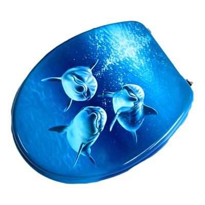 MDF蓝色海豚马桶盖UVO通用