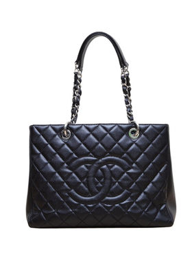 9.9新Chanel/香奈儿 GST中古黑银托特包大容量女包