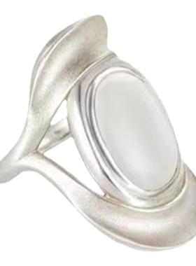 猫眼石戒指纯银韩版女性