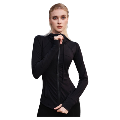 高端瑜伽服女跑步运动套装女晨跑服开衫连帽防晒健身外套上衣