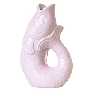 ”锦鲤送福“陶瓷鱼摆件宋代美学花瓶插花软装高级感小众乔迁礼物