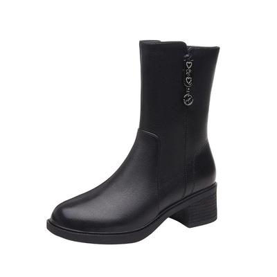 冬季时装靴粗跟女靴红蜻蜓