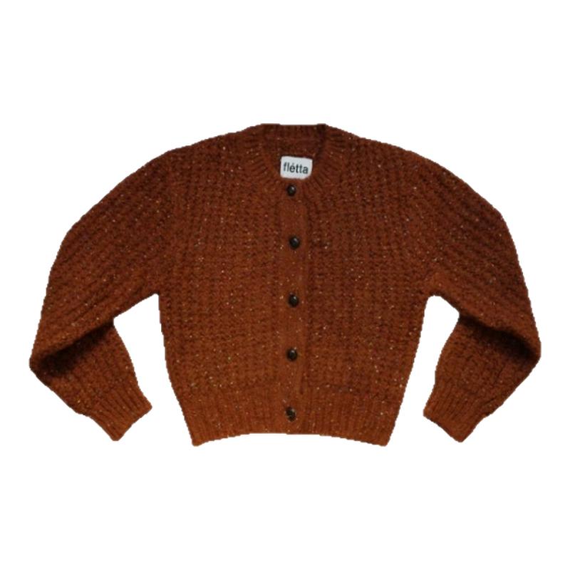 【现货】fletta23秋冬复古华夫格毛衣混织针织长袖开衫外套女外穿