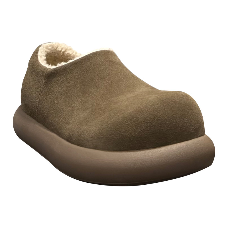 小土豆勃肯鞋男2025冬季真皮大头鞋加绒保暖一脚蹬棉鞋厚底雪地靴