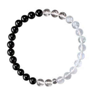 【普陀山官方】天然白水晶黑曜石手链净化守护平安顺遂手串手链