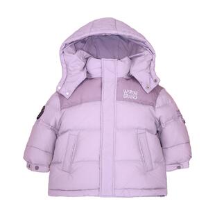 韦氏25年新款创意拼接休闲可拆卸连帽羽绒服儿童冬季保暖外套洋气