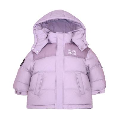 韦氏短款加厚男女拼接羽绒服连帽