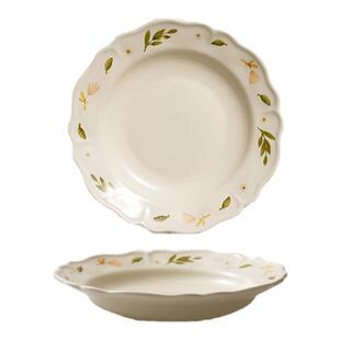 舍里清新釉下彩陶瓷盘子家用菜盘高级感耐高温深盘汤盘组合餐盘碟