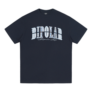 BIPOLAR蓝白灰三拼贴布短袖T恤美式宽松休闲圆领上衣薄半袖男女夏