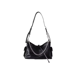 Felicia进口山羊皮黑武士carryall机车包单肩斜挎包小号