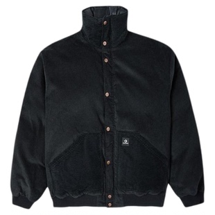 匡威冬款男女黑色灯芯绒立领保暖羽绒休闲外套夹克10023796-A01