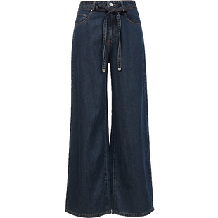 Vero Moda牛仔裤2025秋季新款含莱赛尔棉捏褶水洗阔腿裤325332036