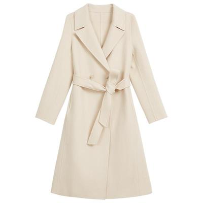 YINER音儿专选女装秋季气质中长款骆驼绒羊毛羊绒混纺双面呢大衣