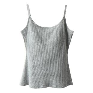 美背吊带女夏季新款纯棉带胸垫一体文胸内衣白色宽松背心抹胸上衣