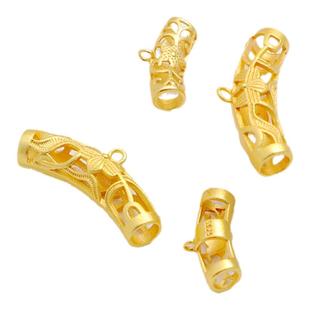 沙金弯管手链串珠diy配件古法保色镀金转运珠路路通手绳蜡绳项链