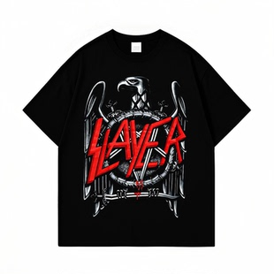 Slayer乐队欧美摇滚激流金属印花纯棉男女款短袖T恤宽松上衣夏季