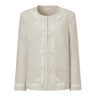 VGRASS手工钉珠贝绣花正肩外套