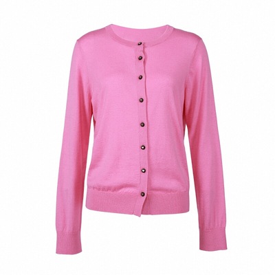 恩比时休闲气质针织开衫2025春季新款山羊绒混纺修身圆领甜美毛衣