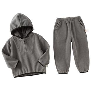 戴维贝拉2026秋装新款女童长裤套装男中大童摇粒绒卫衣两件套衣服