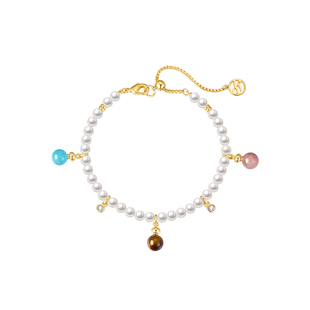 ZEGL真柳设计师人造珍珠手链女秋冬新款轻奢小众精致绿松石手饰