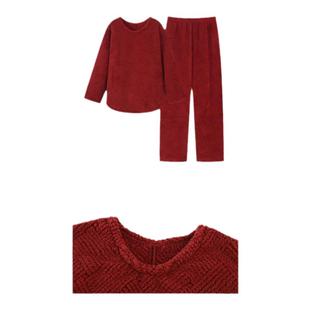 安哥拉红色珊瑚绒睡衣女秋冬季长袖套装本命年保暖加厚喜庆家居服