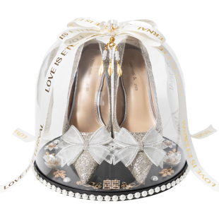 接亲游戏道具套圈婚鞋盒子带锁堵门鞋盒结婚套婚鞋水晶盒套圈婚鞋