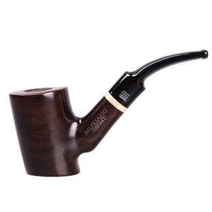 黑檀木烟斗男士手工实木直柄老式传统过滤烟锅弯式专用烟斗具配件