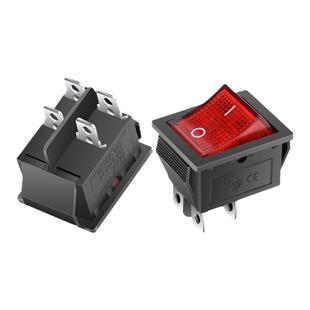 22*28mm船型开关KCD4船形翘板电源按钮开关4 6脚2 3档防水带灯16A