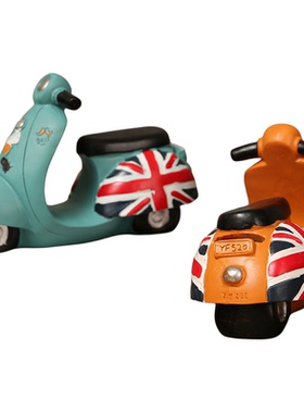 复古摩托车模型创意存钱罐摆件