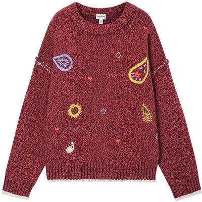 JuicyCouture橘滋花刺绣毛衣