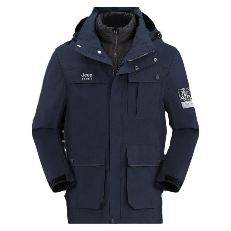 冬季羽绒内胆冲锋衣秋冬三合一男女情侣款防水定制logo外套工作服