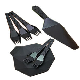 塑料盘子蛋糕餐具刀叉一次性钻石纹高档餐碟5个装全新料食品级