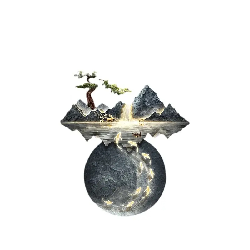 新中式山水LED氛围画玄关夜灯