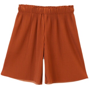 舒适到爆~三宅褶皱短裤女宽松显瘦春夏薄款家居休闲五分阔腿裤子