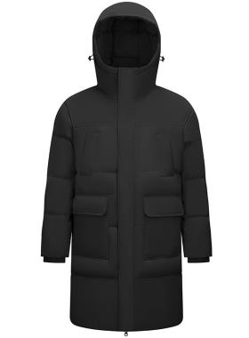 森马防水连帽厚外套长款羽绒服男